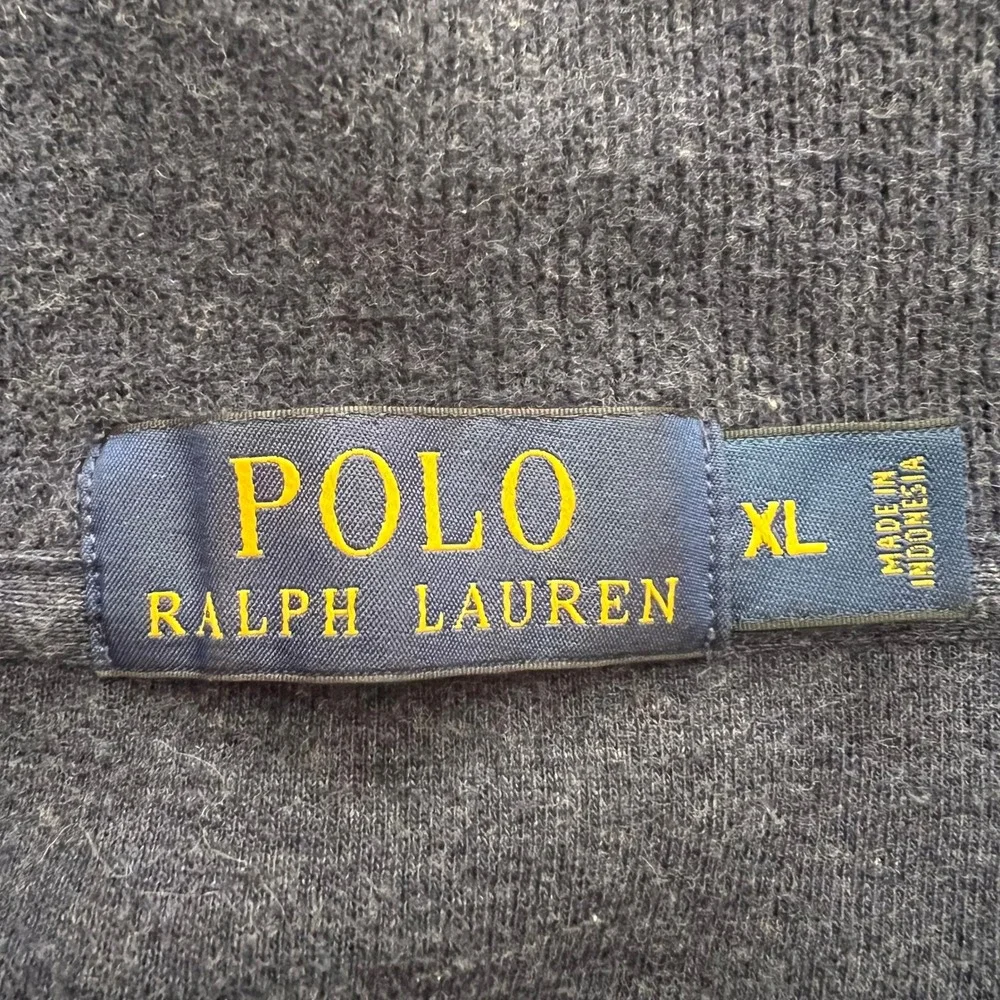 Polo Ralph Lauren Mens XL Quarter Zip Pullover Sweater Navy Blue Red Pony Logo